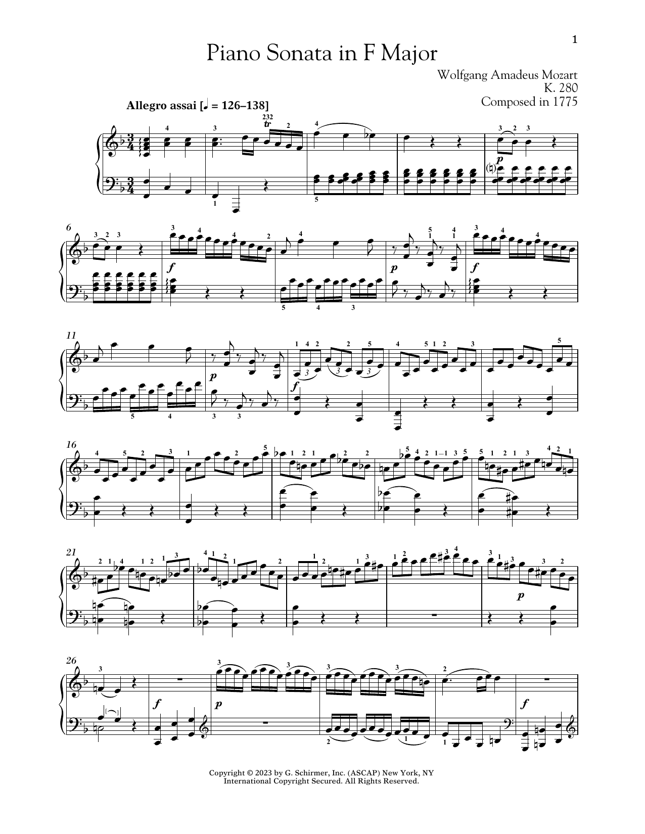 Produktbild zu: Piano Sonata In F Major, K. 280