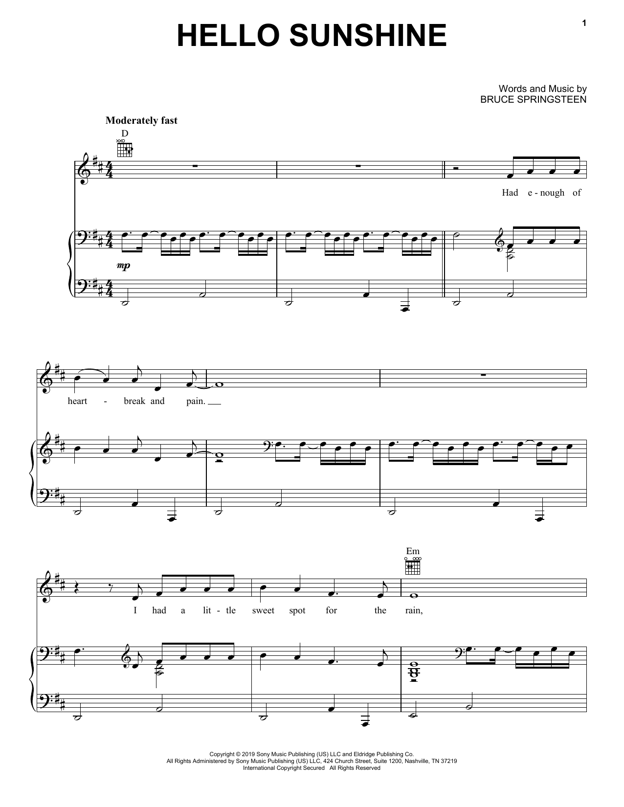 Produktgalerie: Seite 1 von 1 Hello Sunshine, Bruce Springsteen, Gesang, Gitarre, Klavier