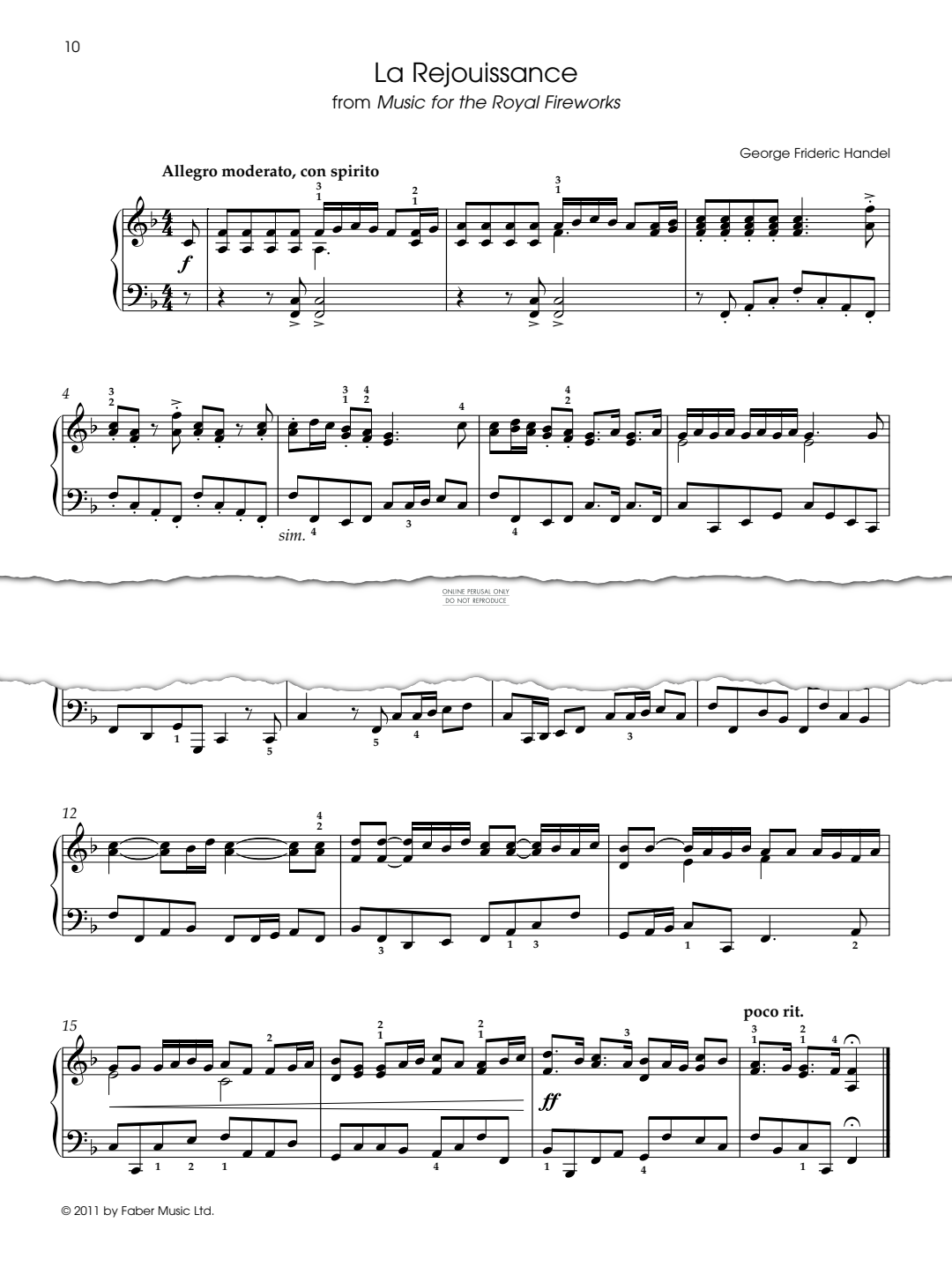 Produktgalerie: Seite 1 von 1 La Rejouissance (from 'Music For The Royal Fireworks'), George Frideric Handel, Klavier
