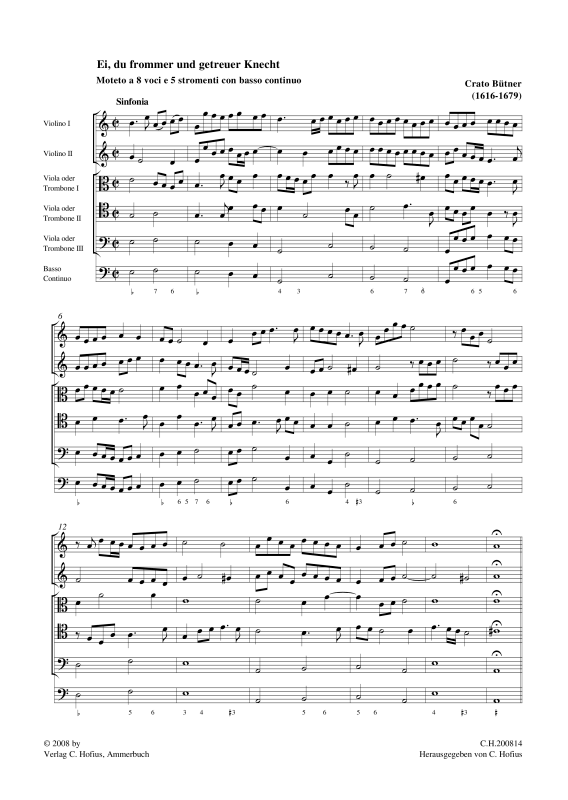 gallery: Ei, du frommer und getreuer Knecht, , (Gemischtes Ensemble 8 Stimmen, 2x Violine, 3x Viole oder Trombone, BC)