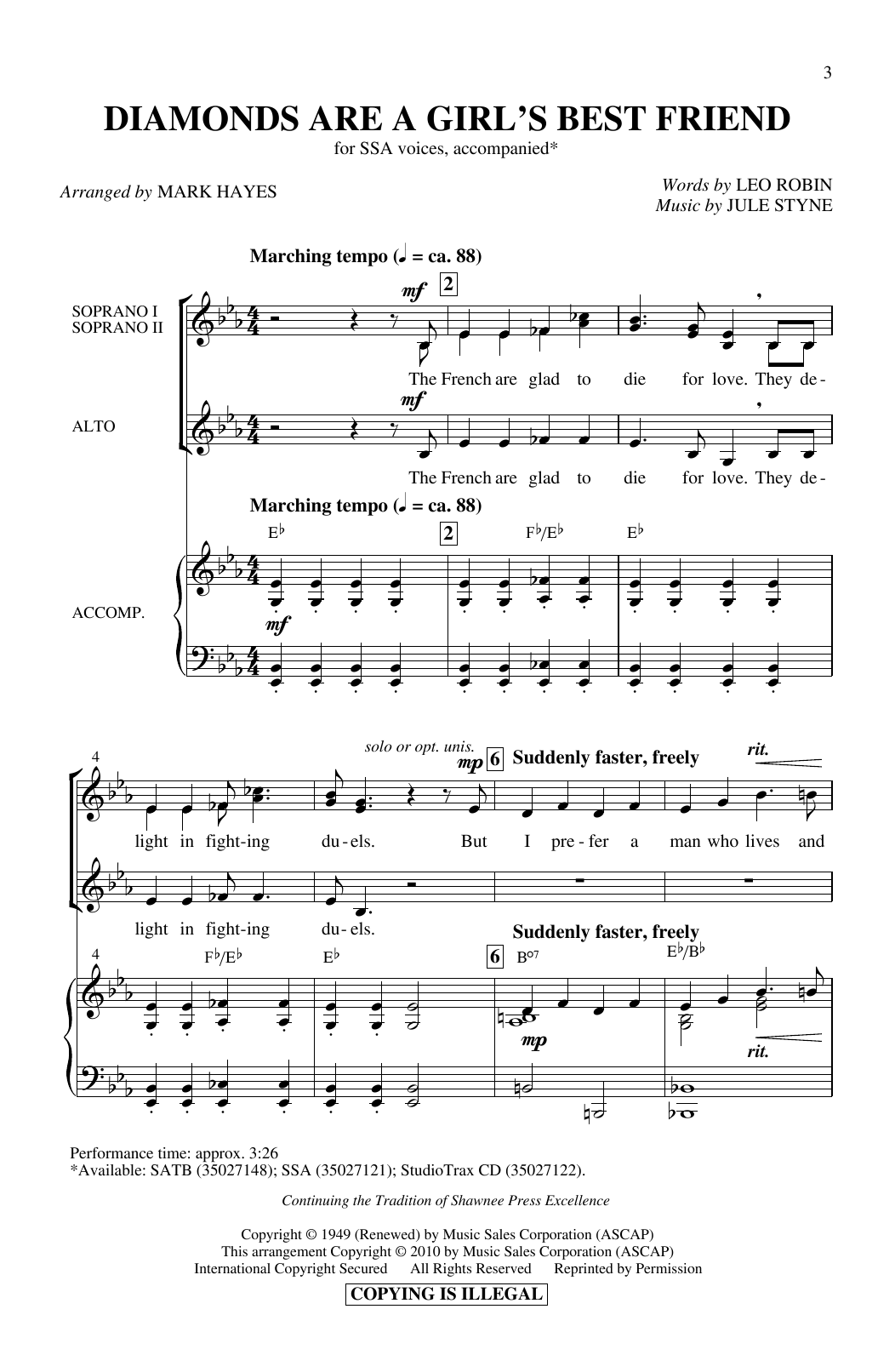 Produktgalerie: Seite 1 von 1 Diamonds Are A Girl's Best Friend (arr. Mark Hayes), Marilyn Monroe, Chor