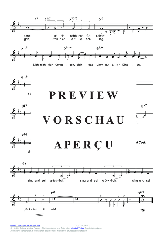 Produktgalerie: Seite 6 von 11 Tristeza (Sing und sei glücklich mit mir) , Wiesner, Ulla,  (Melodie-Stimmen in C/B/Es)