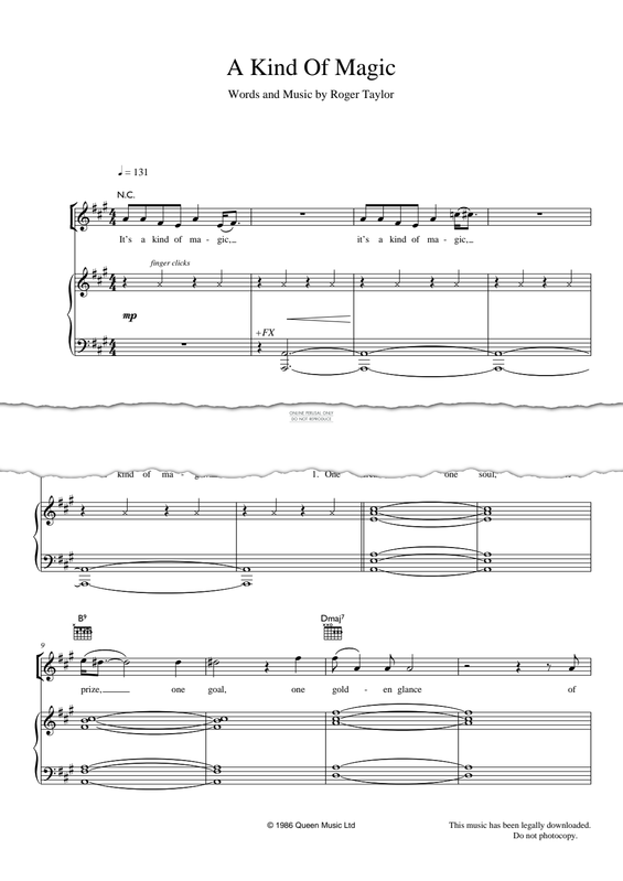 Produktgalerie: Seite 1 von 1 A Kind Of Magic, Queen, Gesang, Gitarre, Klavier