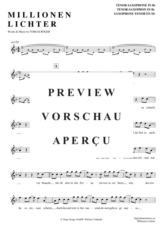 Product gallery: Page 2 of 4 Millionen Lichter , Stürmer, Christina, Tenor Saxophone