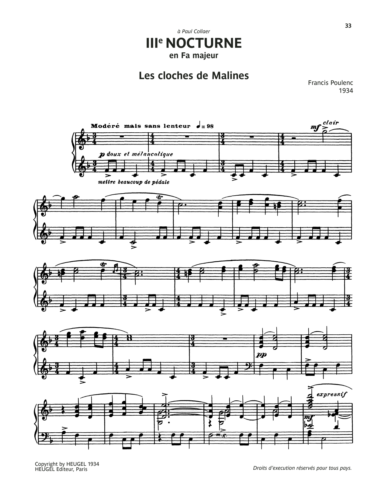 Product gallery: Page 1 of 1 Nocturne No. 3 (Les Cloches De Malines), Francis Poulenc