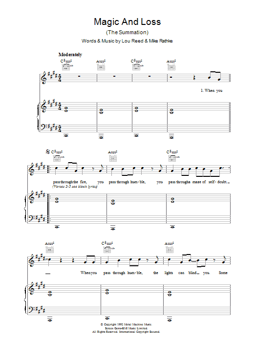 Produktgalerie: Seite 1 von 1 Magic And Loss, Lou Reed, Gesang, Gitarre, Klavier