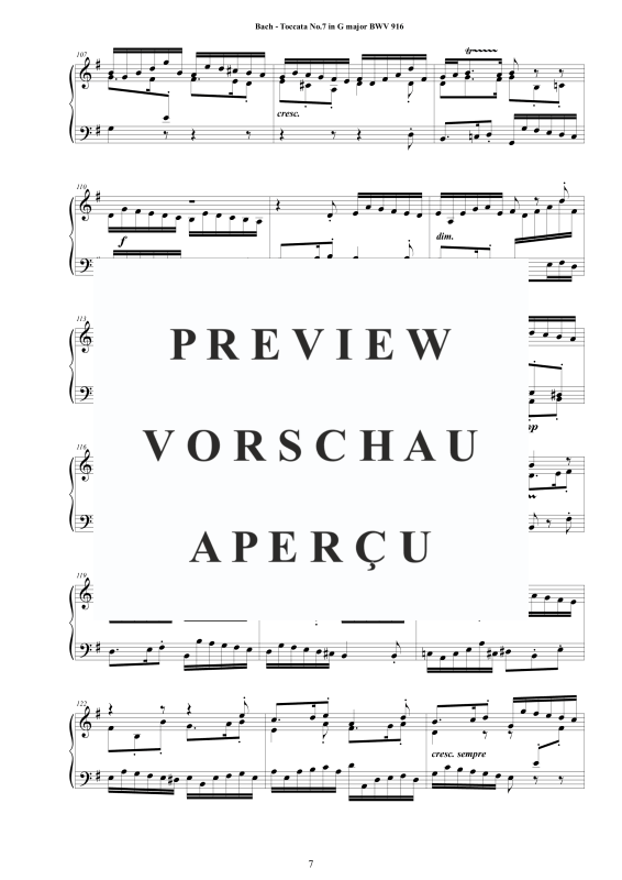 Produktgalerie: Seite 8 von 11 Toccata Nr. 7 G-Dur BWV 916, , Cembalo/Klavier Solo