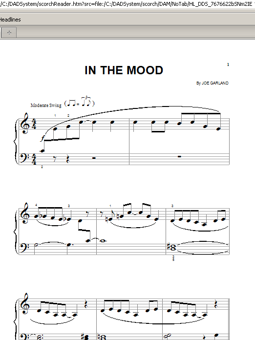 Produktgalerie: Seite 1 von 1 In The Mood, Glenn Miller & His Orchestra, Klavier