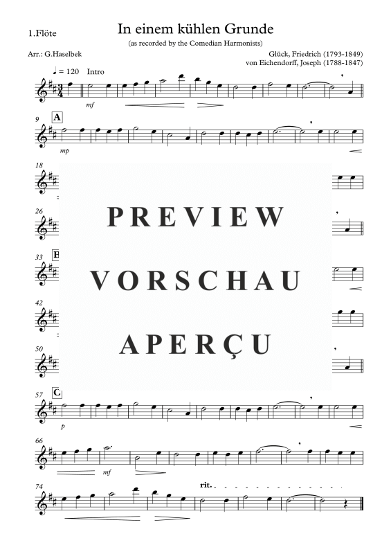 Produktgalerie: Seite 5 von 8 In einem kühlen Grunde, , Flötenquartett