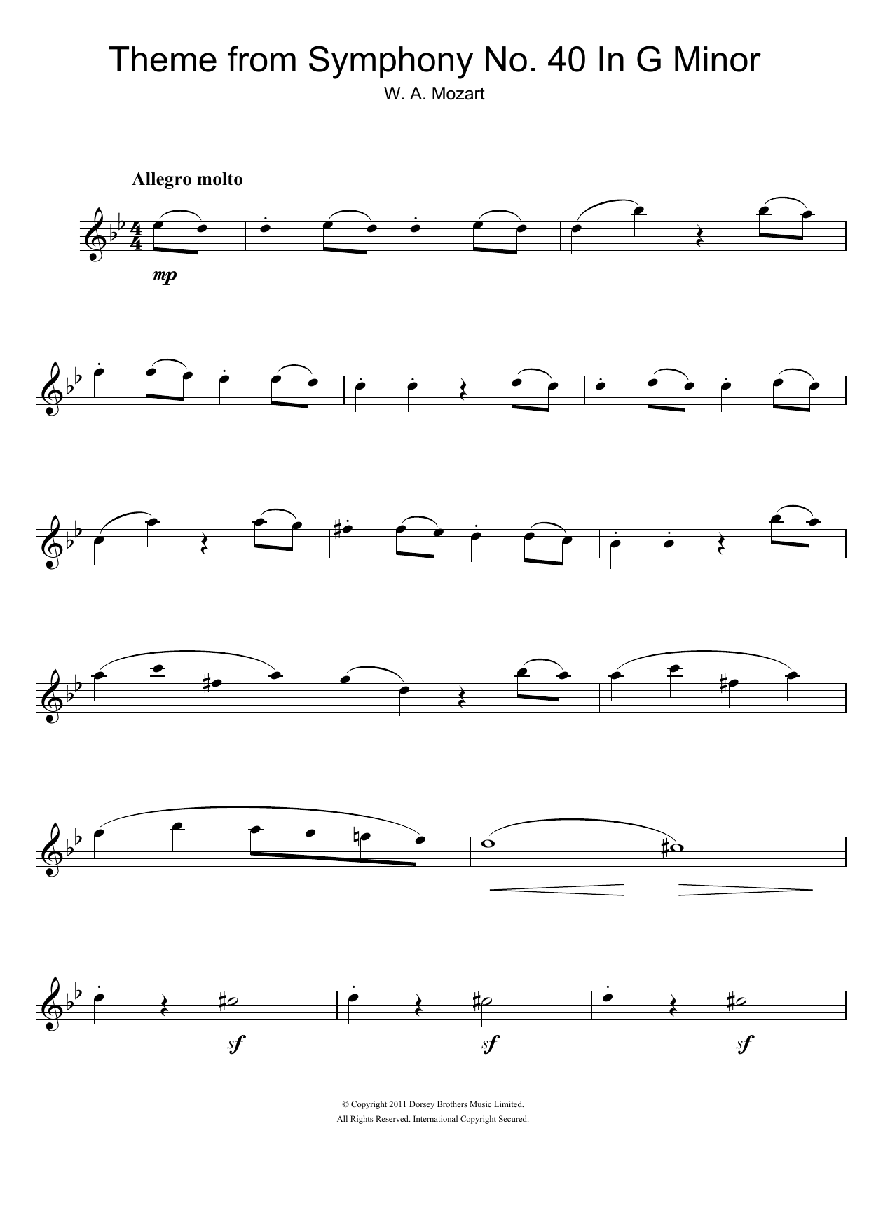 Product gallery: Page 1 of 1 Symphony No. 40 (Theme), Wolfgang Amadeus Mozart