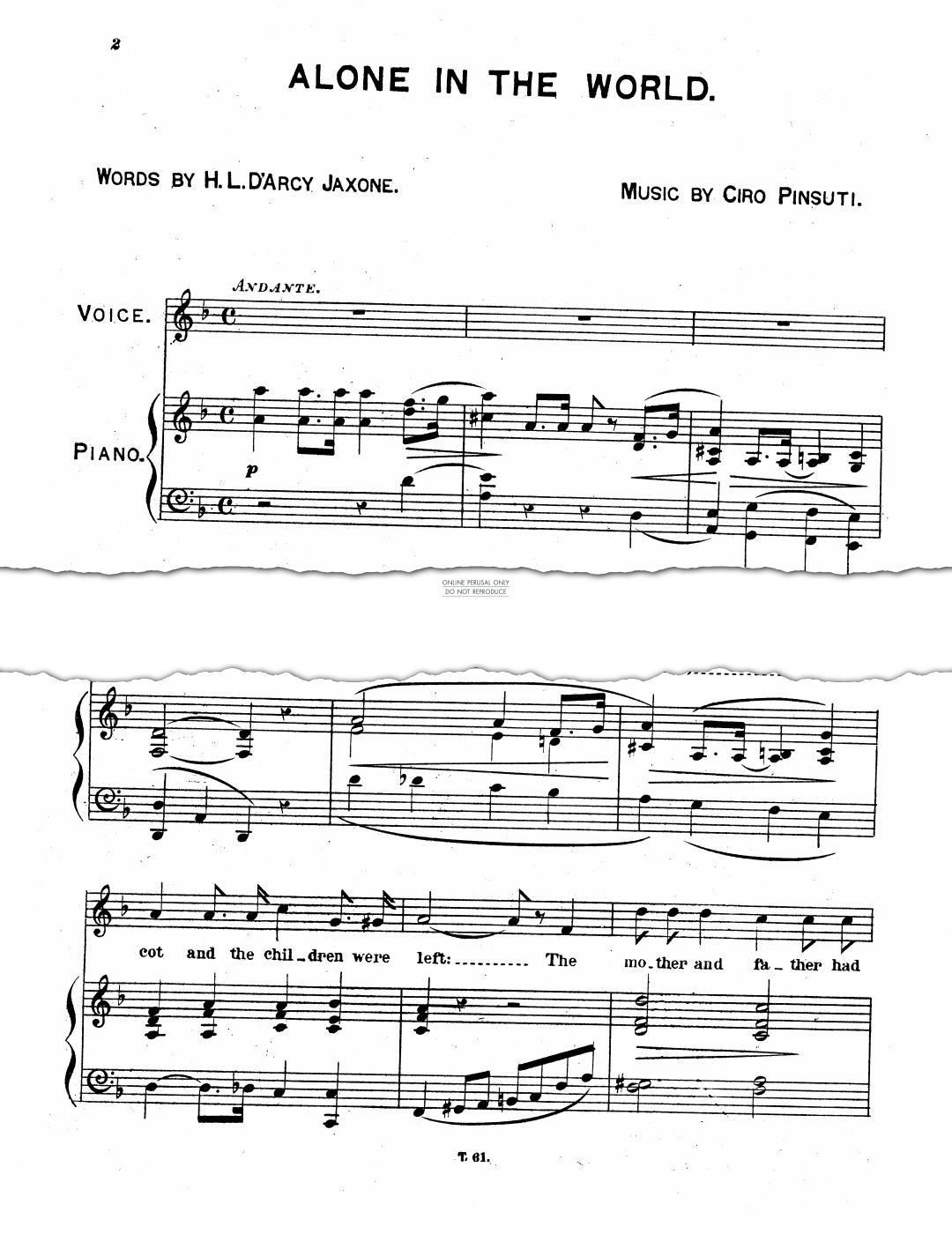 Produktgalerie: Seite 1 von 1 Alone In The World, Ciro Pinsuti, Gesang, Klavier