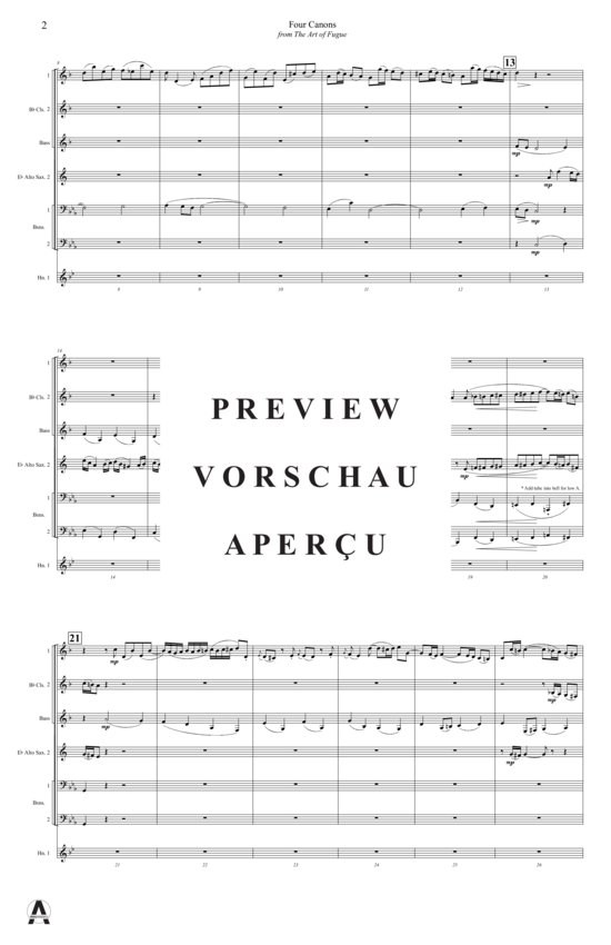 Produktgalerie: Seite 4 von 20 Vier Kanon aus Kunst der Fuge , , (Concert Band)