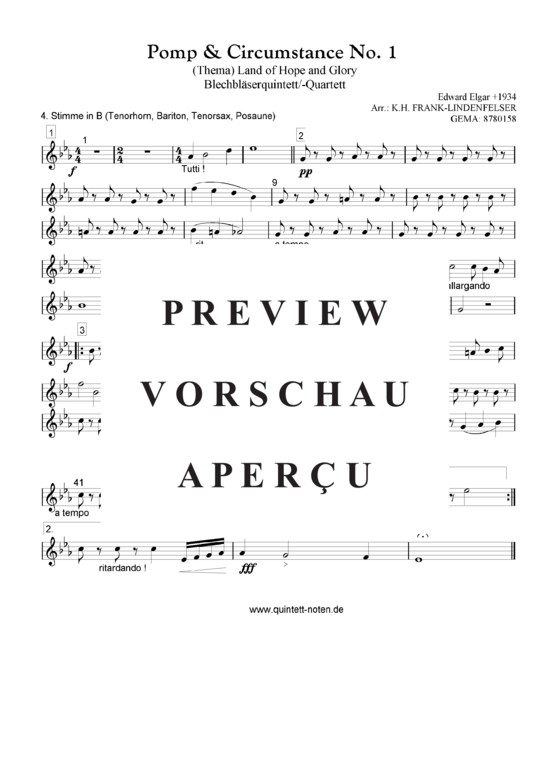 Produktgalerie: Seite 15 von 20 Thema aus Pomp and Circumstance No. 1 Quintett, variable Besetzung, , 