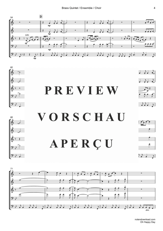 gallery: Oh Happy Day, Edwin Hawkins Singers, Blechbläser Quintett/Ensemble/Chor - E-Bass mit Akkorden & Drum Set opt.