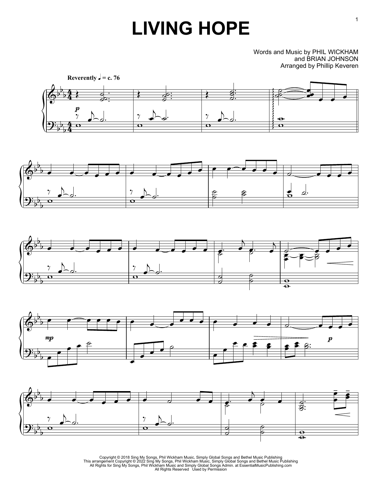 Product picture to: Living Hope (arr. Phillip Keveren)