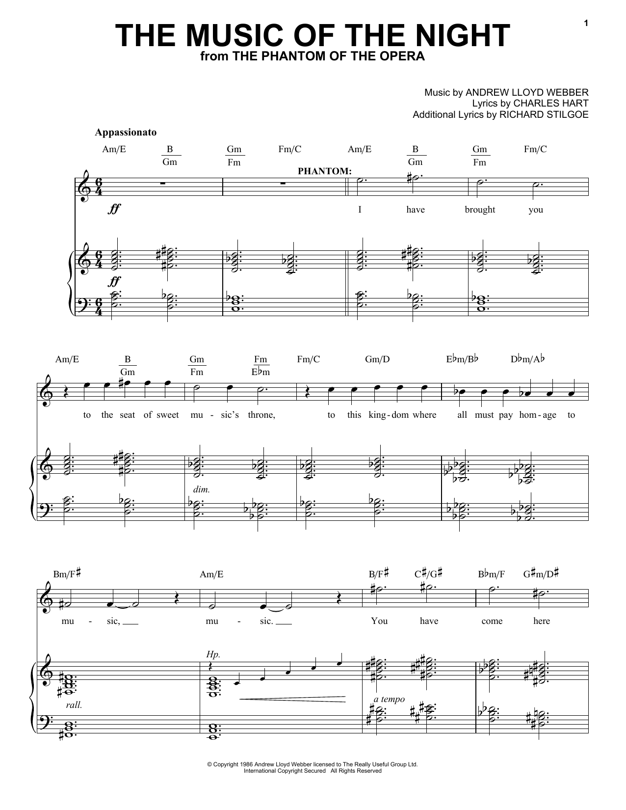 Product picture to:  The Music Of The Night - Andrew Lloyd Webber