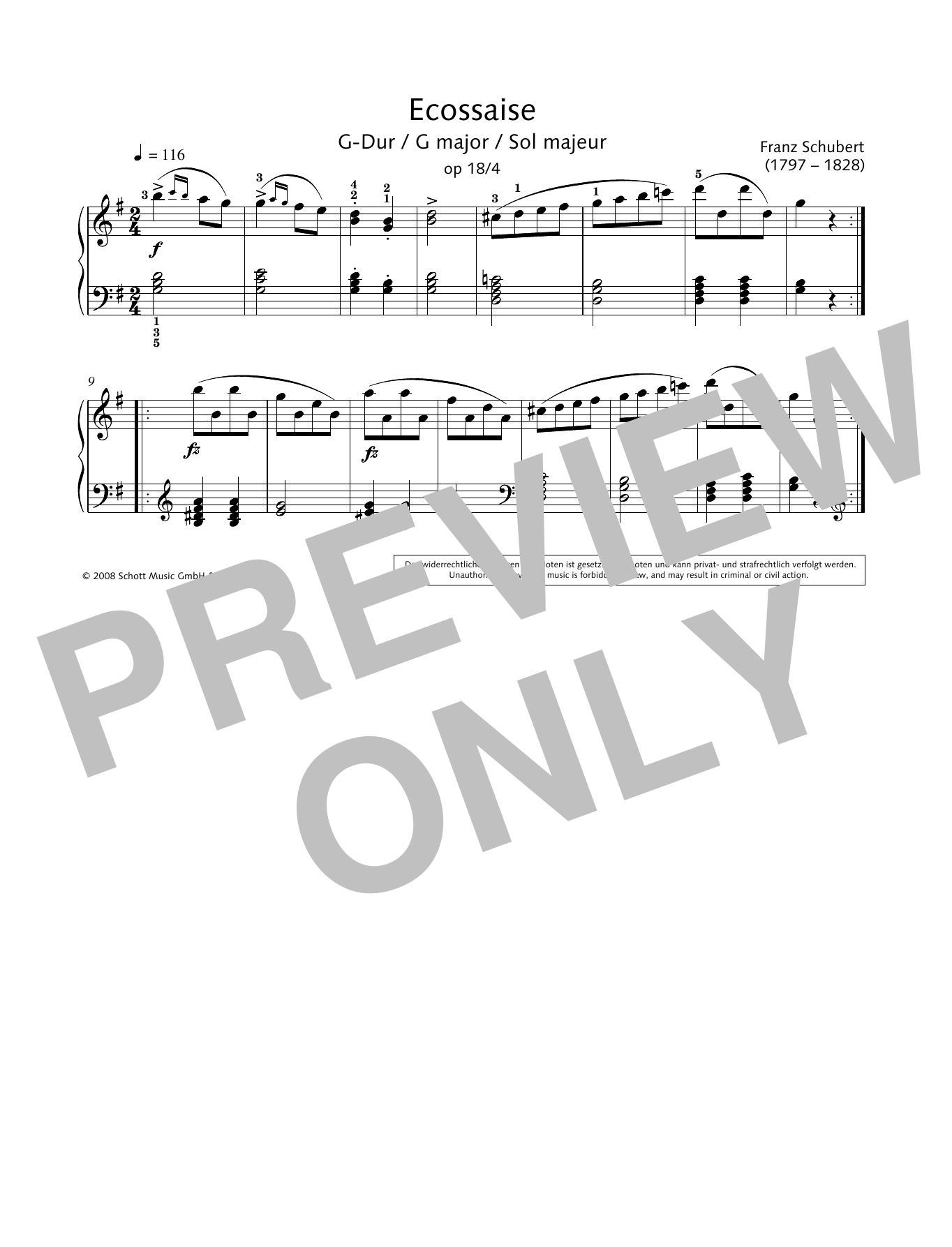 Product gallery: Page 1 of 1 Ecossaise in G major, Franz Schubert