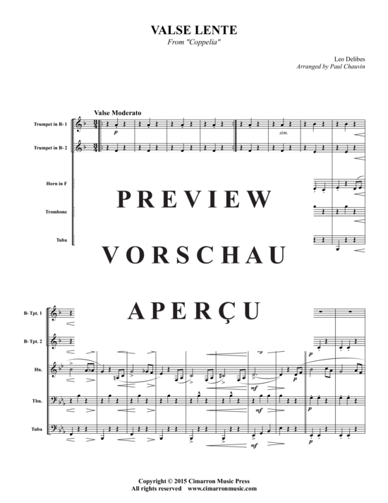 Produktgalerie: Seite 3 von 17 Valse Lente , , (Blechbläserquintett)