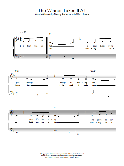 Product picture to:  The Winner Takes It All - ABBA