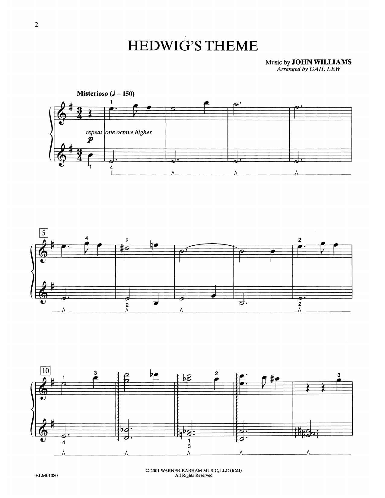 Produktbild zu: Hedwig's Theme (from Harry Potter) (arr. Gail Lew)