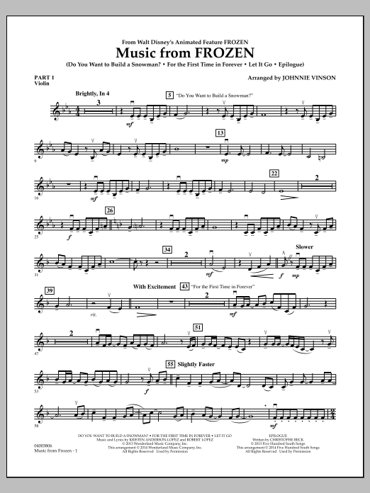 Produktbild zu:  Music from "Frozen" - Pt.1 - Violin - Johnnie Vinson