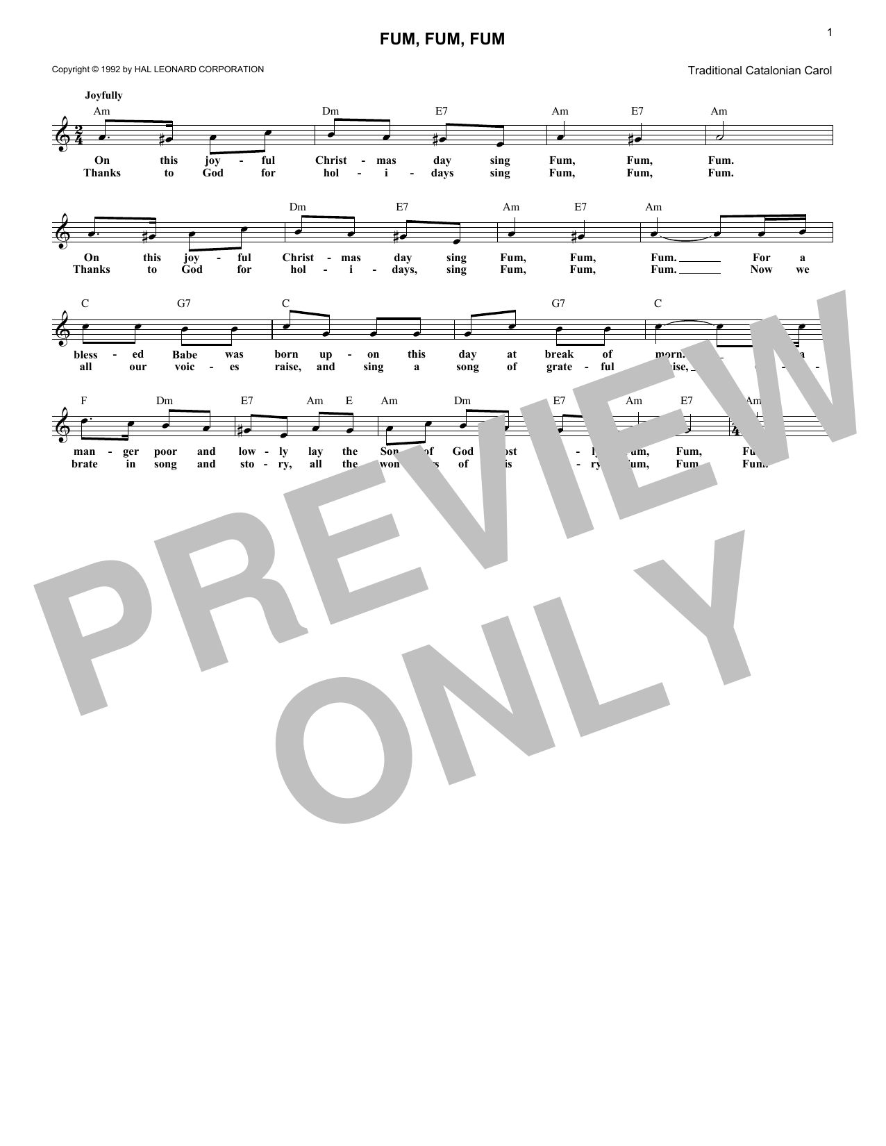 Product gallery: Page 1 of 1 Fum, Fum, Fum, Traditional Catalonian Carol