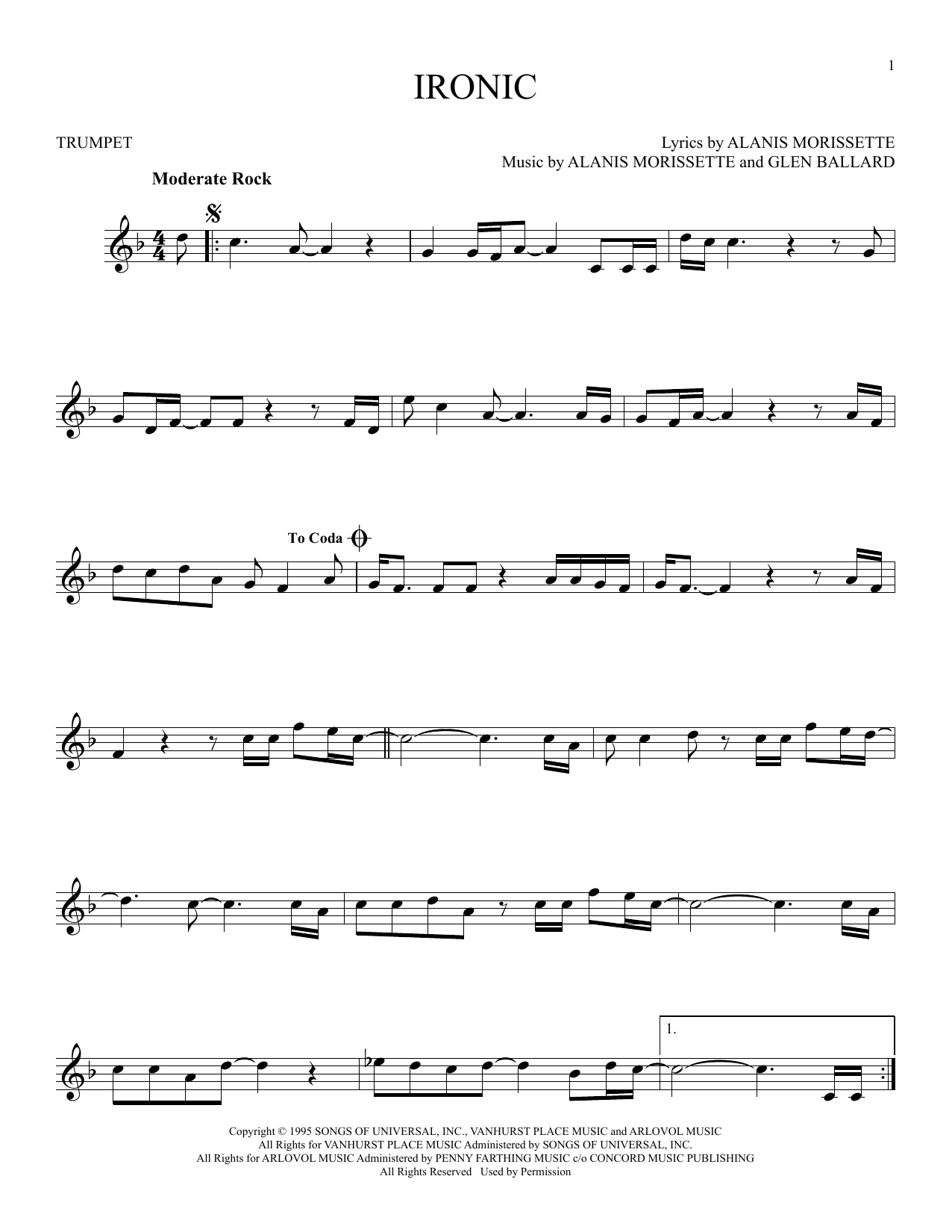 Produktgalerie: Seite 1 von 1 Ironic, Alanis Morissette, Trompete
