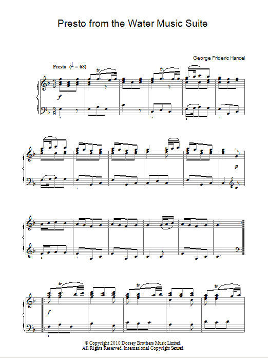 Product gallery: Page 1 of 1 Presto (from The Water Music Suite), George Frideric Handel