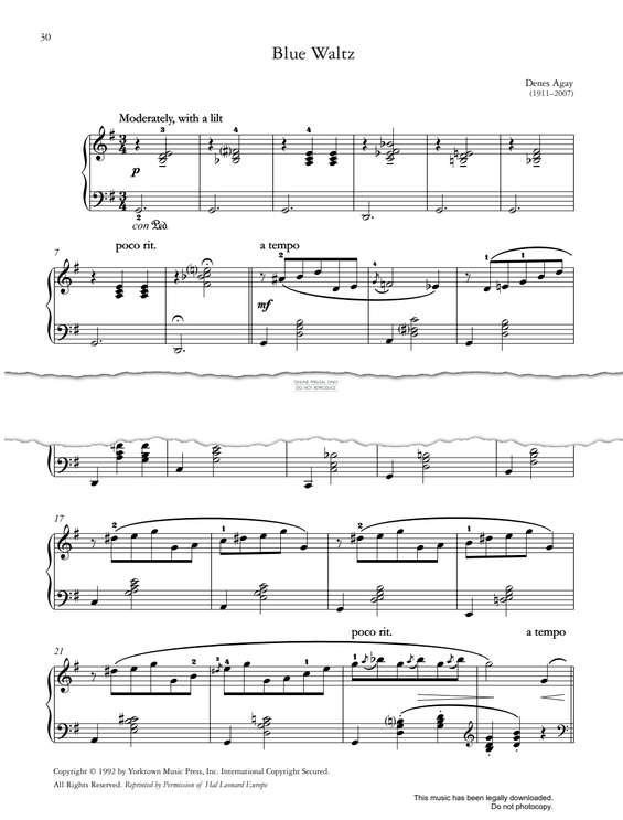 Produktgalerie: Seite 1 von 1 Blue Waltz, Denes Agay, Klavier