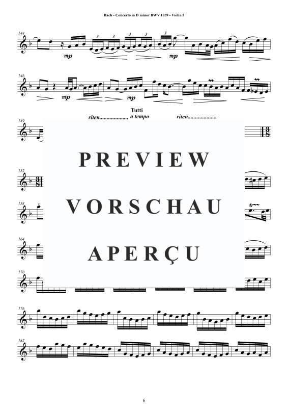 Product gallery: Page 7 of 11 Concerto in D-Moll BWV 1059, , String Quartet - Individual Parts