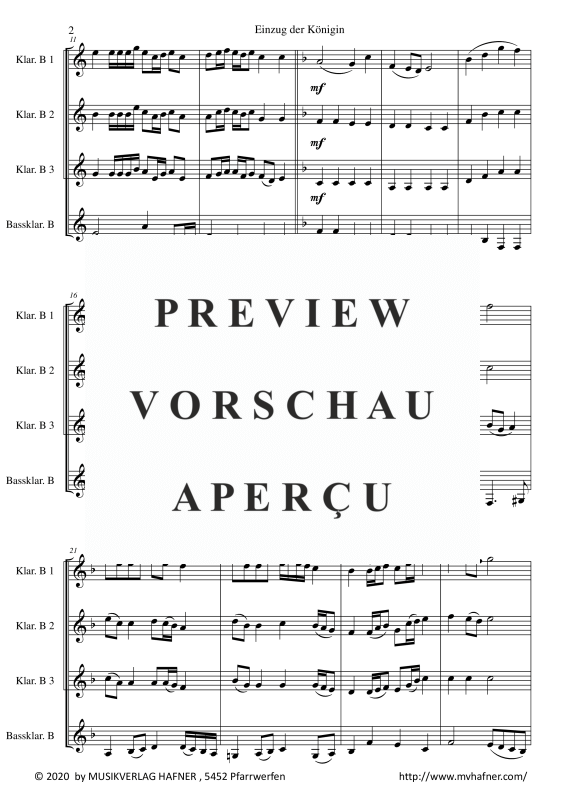 Product gallery: Page 7 of 11 Einzug der Königin, , (Clarinet Quartet)