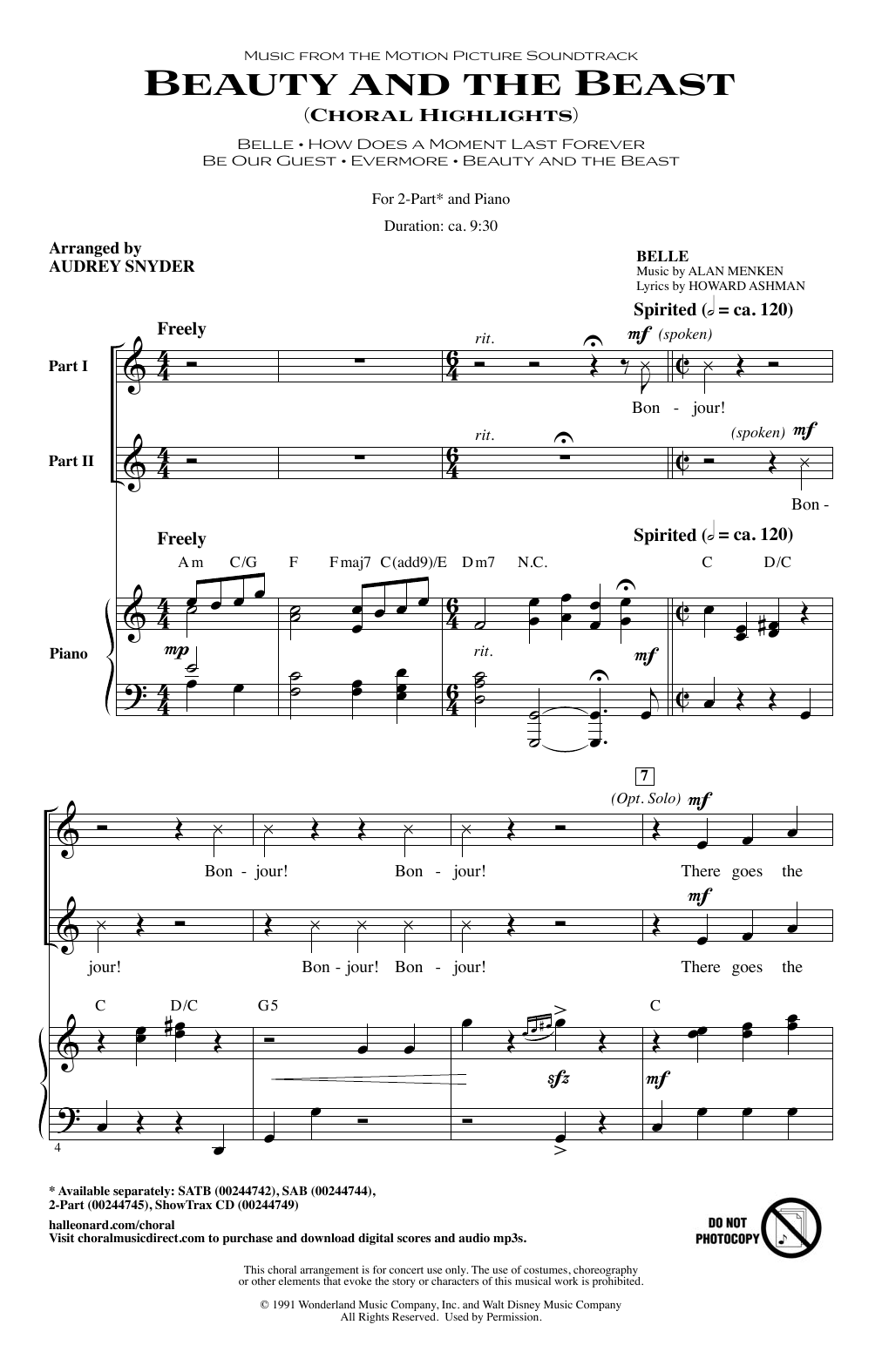 Produktbild zu: Beauty and The Beast (Choral Highlights)