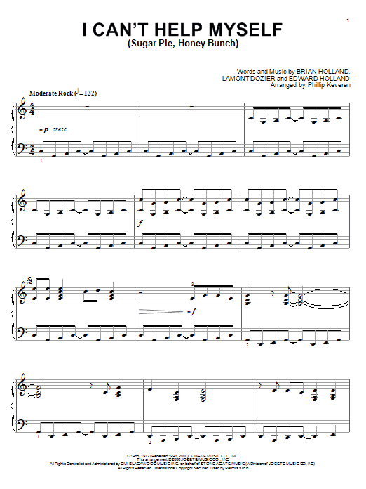 Produktgalerie: Seite 1 von 1 I Can't Help Myself (Sugar Pie, Honey Bunch) (arr. Phillip Keveren), The Four Tops, Klavier