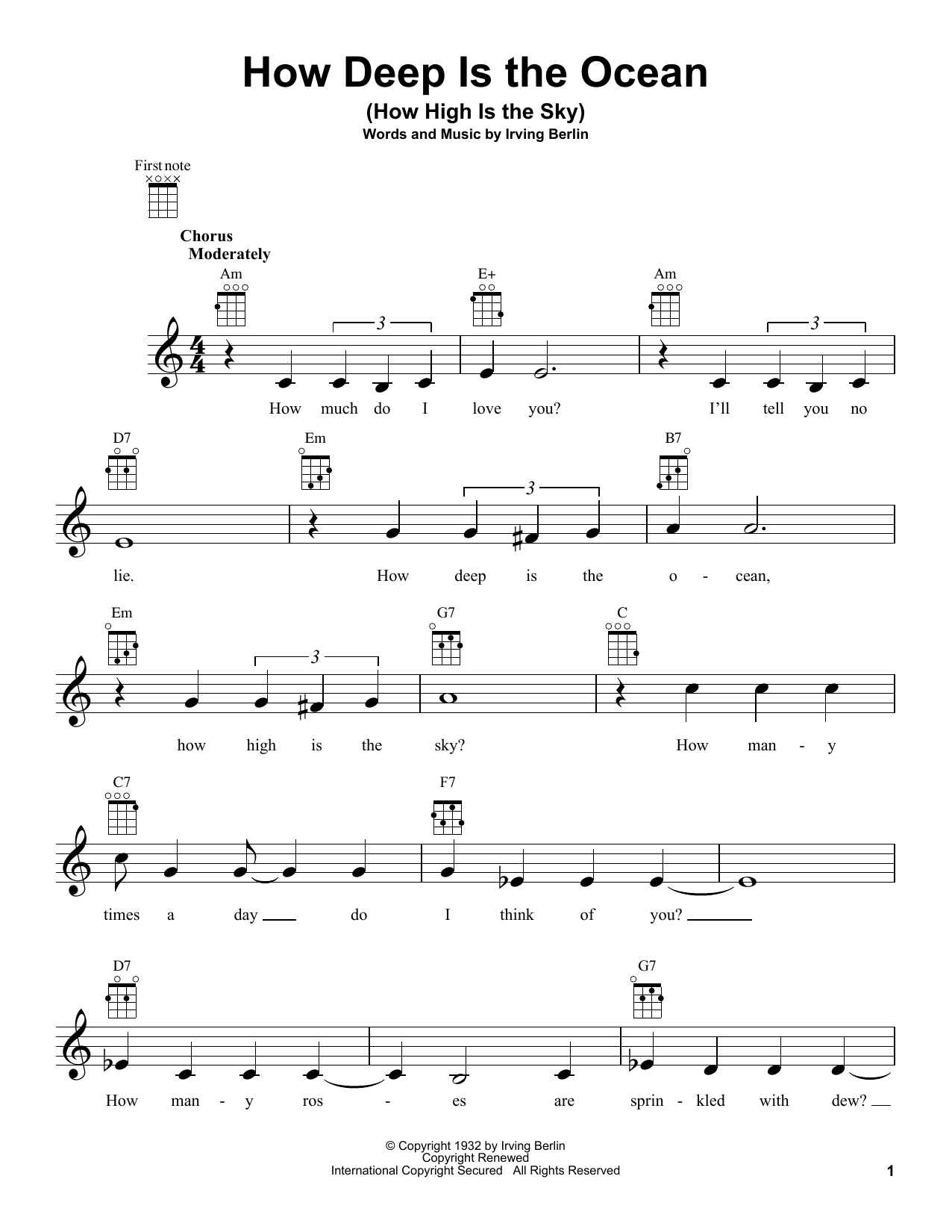 Product gallery: Page 1 of 1 How Deep Is The Ocean (How High Is The Sky), Irving Berlin