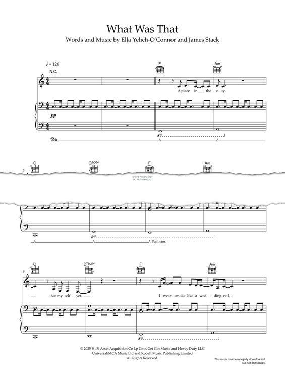 Produktgalerie: Seite 1 von 1 What Was That, Lorde, Gesang, Gitarre, Klavier