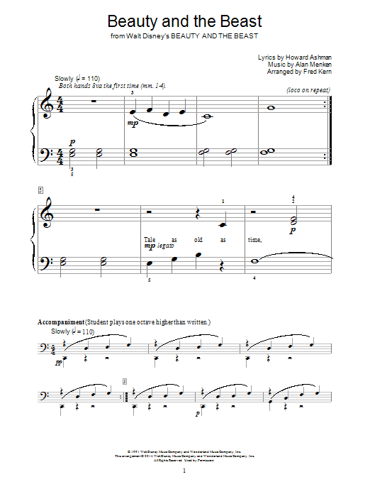 Product picture to: Beauty And The Beast (arr. Fred Kern)