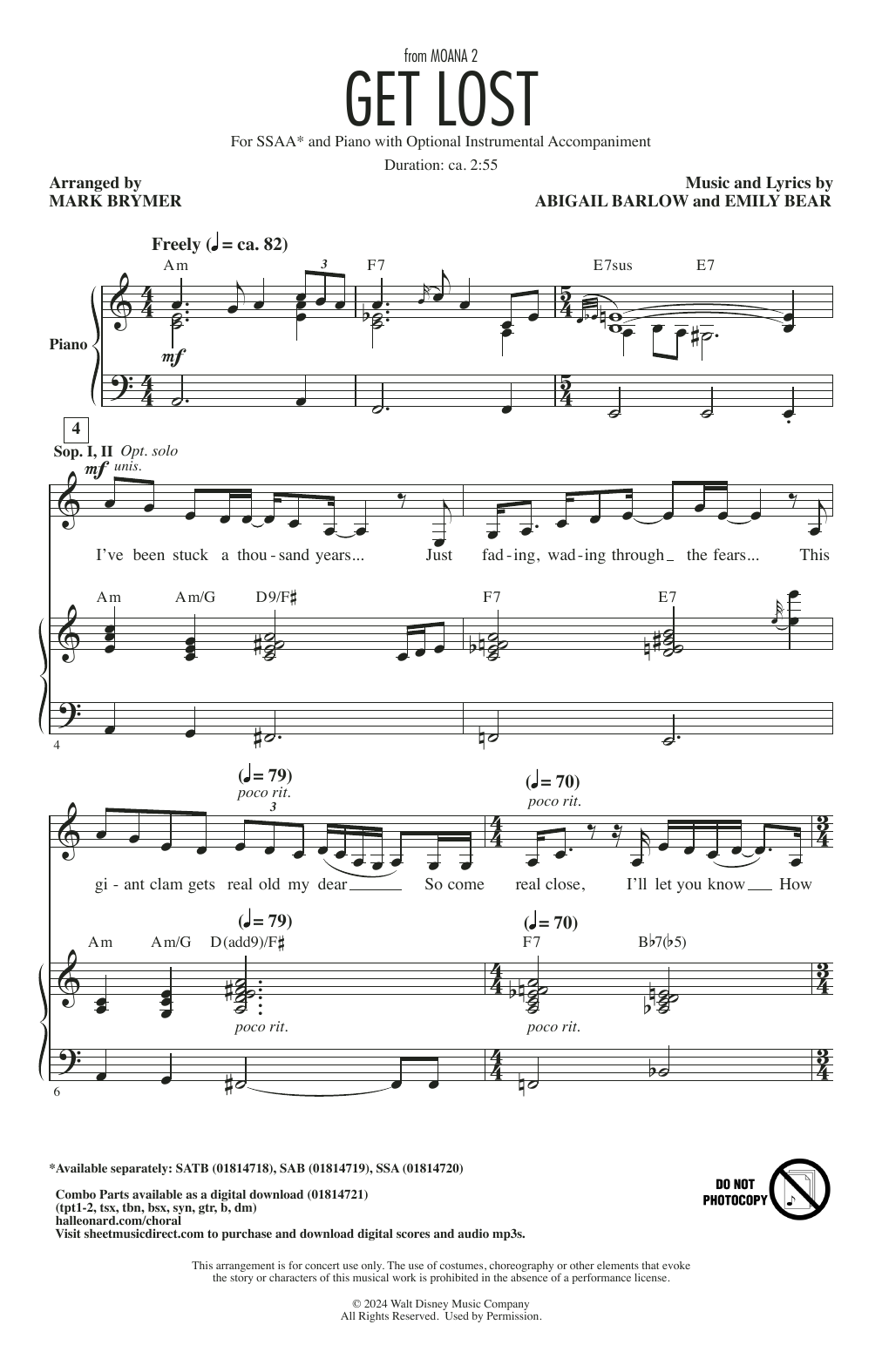 Produktgalerie: Seite 1 von 1 Get Lost (from Moana 2) (arr. Mark Brymer), Abigail Barlow & Emily Bear, Chor