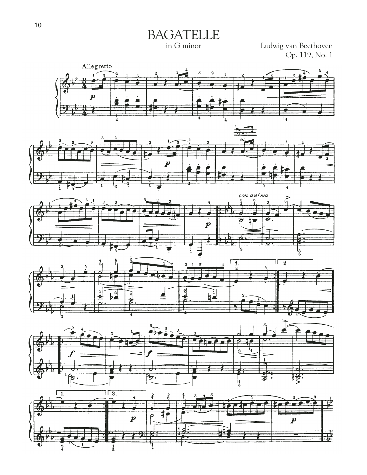 Product gallery: Page 1 of 1 Bagatelle In G Minor, Op. 119, No. 1, Ludwig Van Beethoven