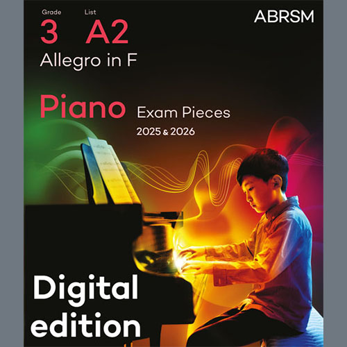 cover: Allegro in F (Grade 3, list A2, from the ABRSM Piano Syllabus 2025 & 2026), W. A. Mozart, Klavier