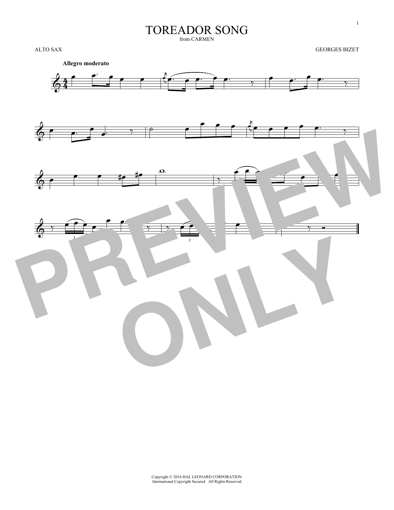 Product gallery: Page 1 of 1 Toreador Song, Georges Bizet