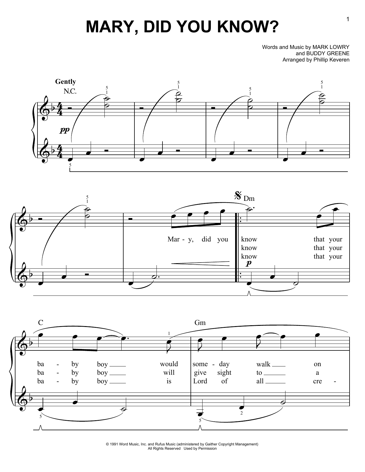 Product picture to: Mary, Did You Know? (arr. Phillip Keveren)