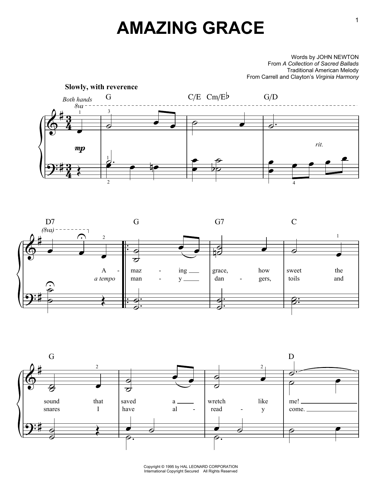 Product gallery: Page 1 of 1 Amazing Grace, Traditional American Melody