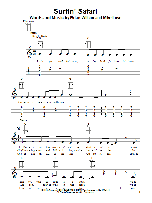 Produktgalerie: Seite 1 von 1 Surfin' Safari, The Beach Boys, Ukulele
