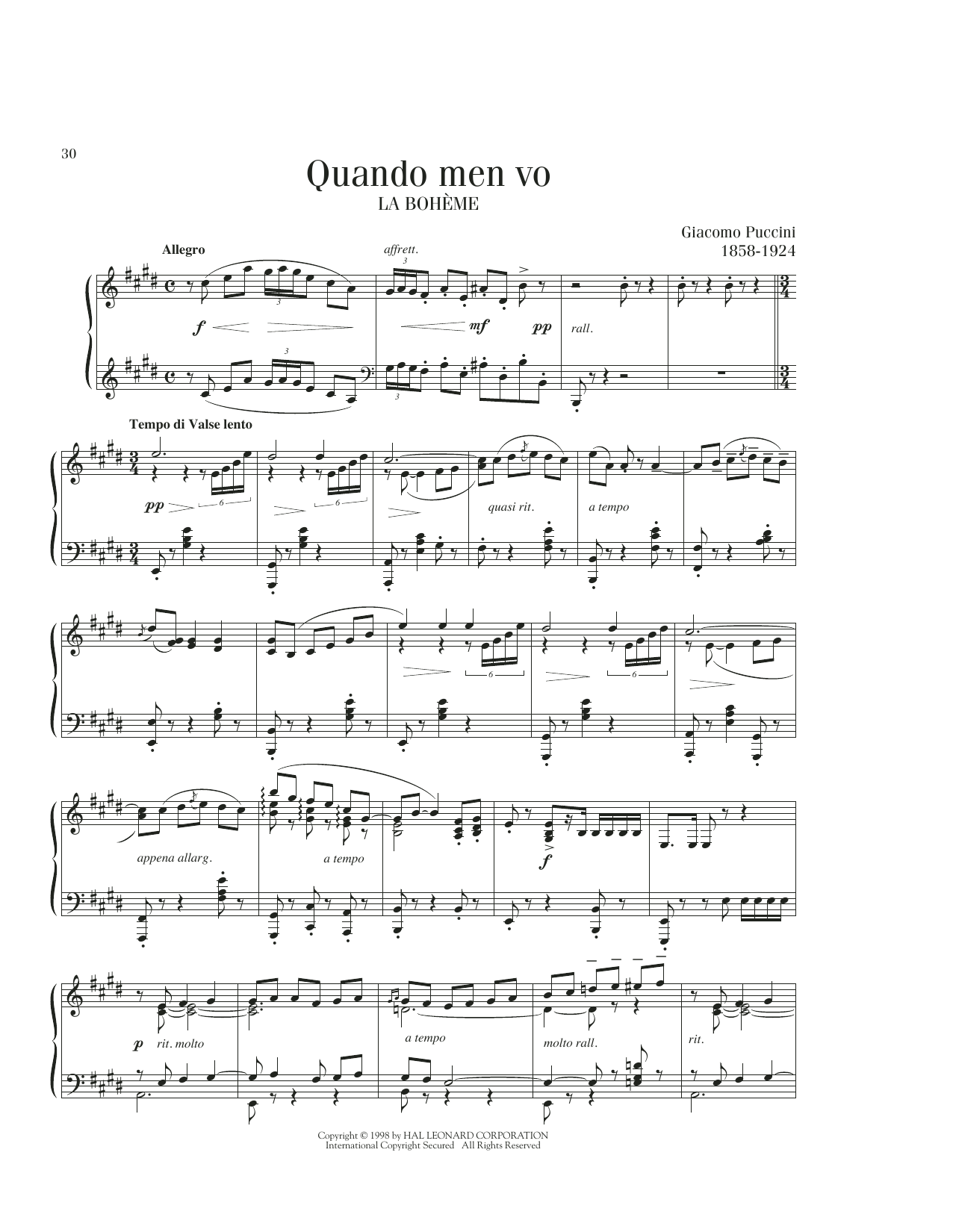 Product gallery: Page 1 of 1 Quando Men Vo, Giacomo Puccini