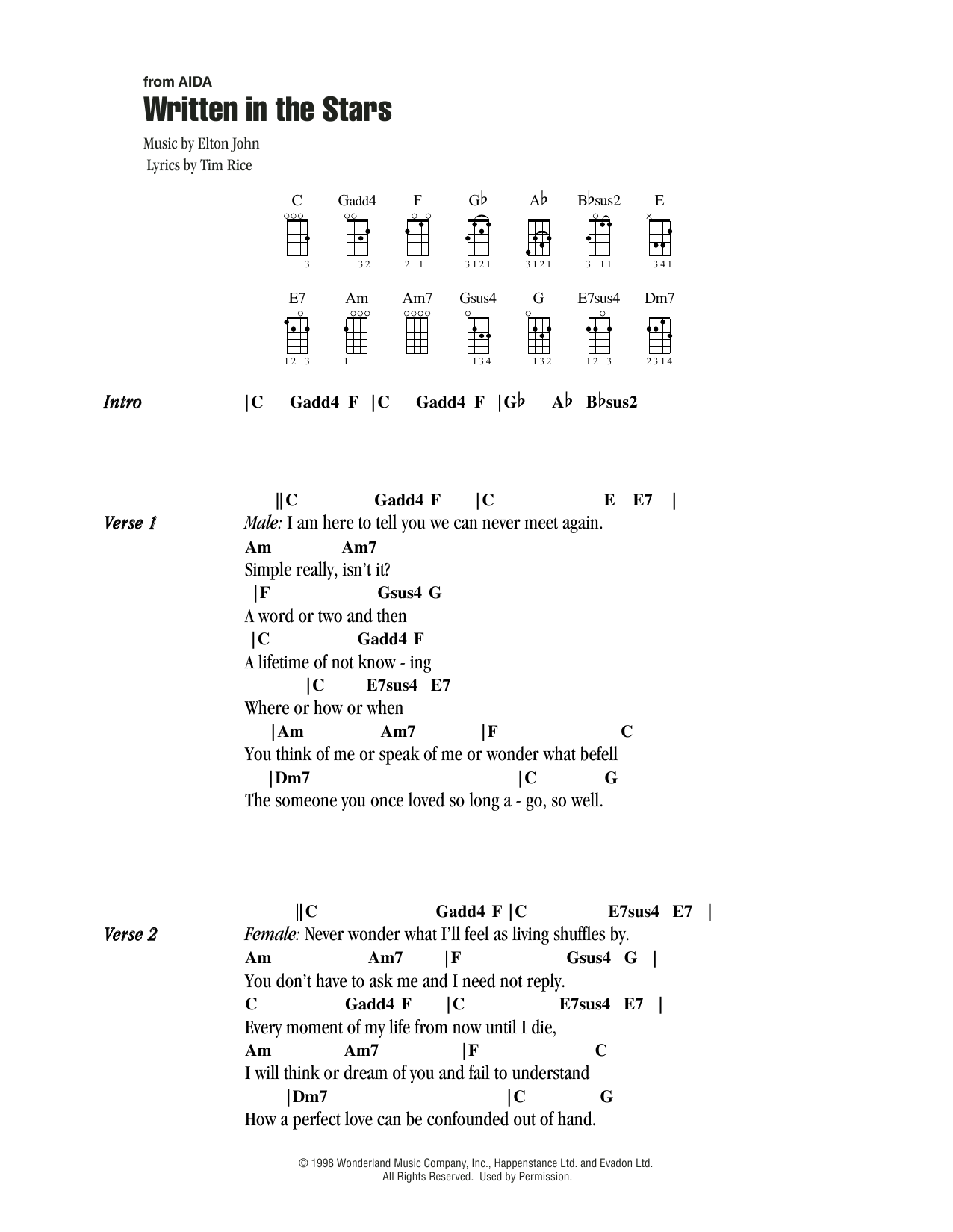 Product gallery: Page 1 of 1 Written In The Stars (from Aida), Elton John & LeAnn Rimes