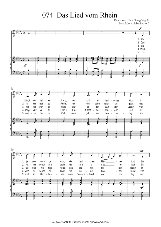 Produktbild zu: Das Lied vom Rhein Hans Georg Nägeli / Max v. Schenkendorf