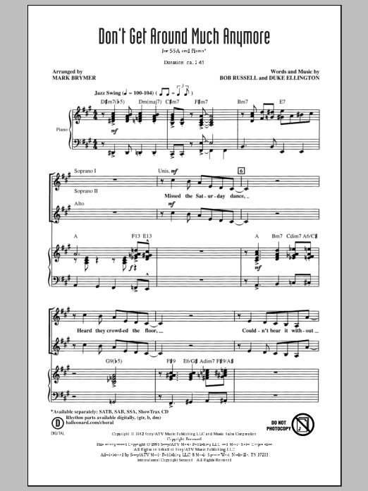 Produktgalerie: Seite 1 von 1 Don't Get Around Much Anymore (arr. Mark Brymer), Duke Ellington, Chor