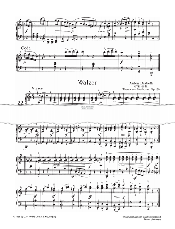 Produktgalerie: Seite 1 von 1 Walzer, Thema aus Beethoven, Op. 120, Anton Diabelli, Klavier