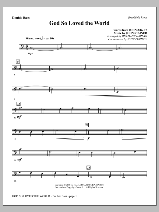 Produktbild zu: God So Loved The World Chamber Orchestra - Double Bass