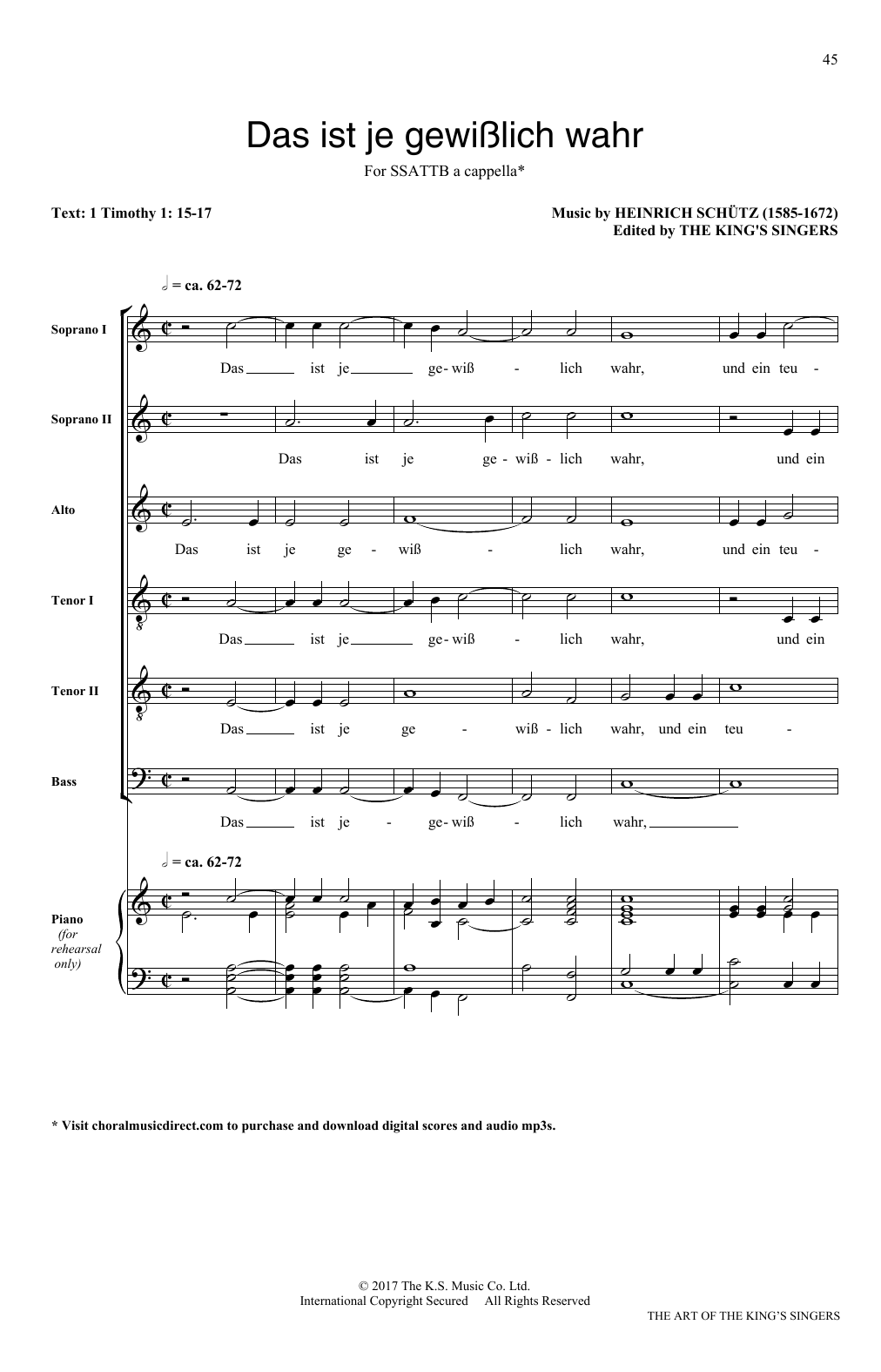 Produktgalerie: Seite 1 von 1 Das ist je gewusslich wahr, The King's Singers, Chor